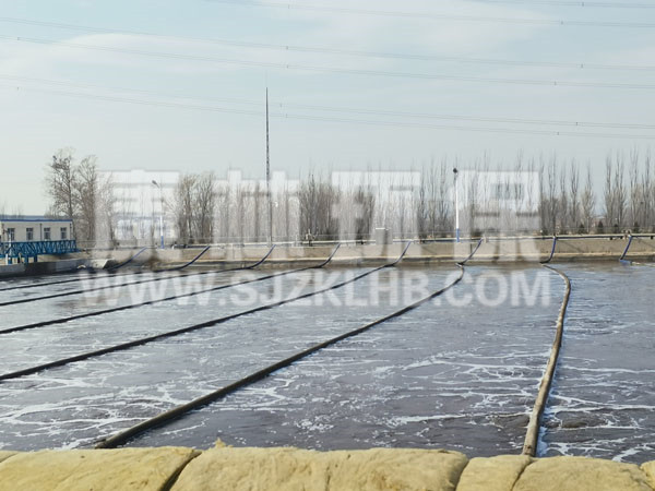 內蒙汙水（shuǐ）處理廠懸掛鏈曝氣器安裝現場